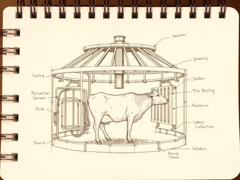 Hand-drawn field sketch for Milking systems