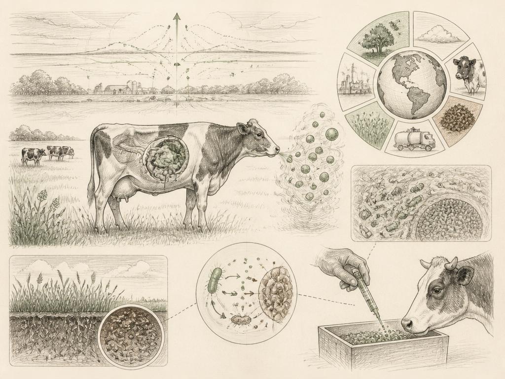 Hand-drawn scientific sketch for Methane & sustainability