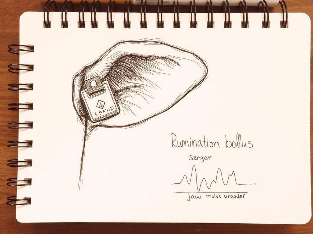 Hand-drawn field sketch for Ear tags & rumination